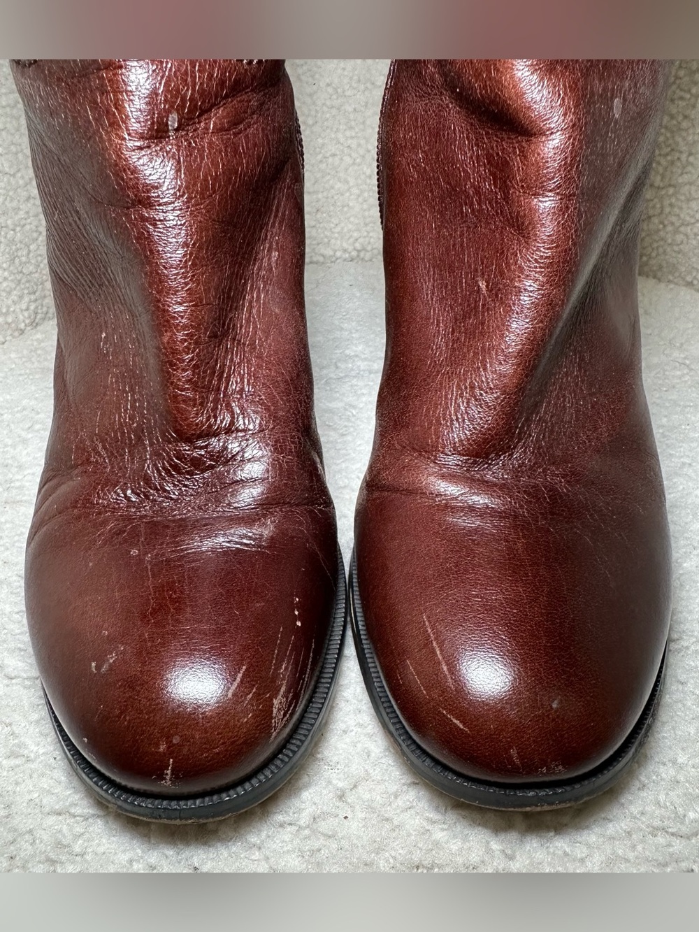 Audrey Brooke Brown Leather Boots Knee High Riding Fall Rich Preppy Classic 7.5 - Picture 10 of 16